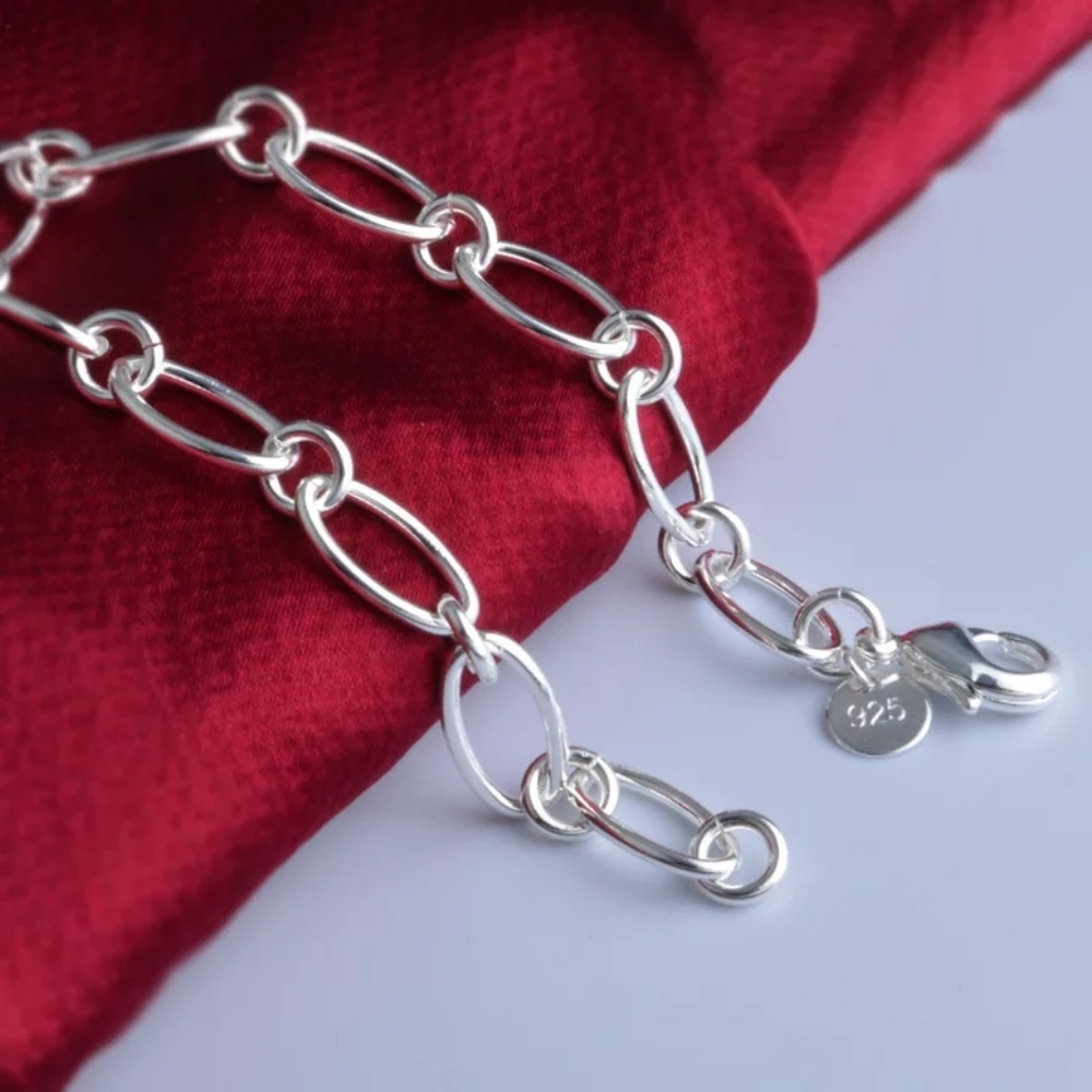 .925 Sterling Silver Large Chain Link Bracelet